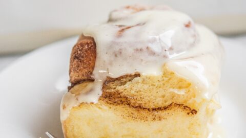 side view of cinnamon roll.