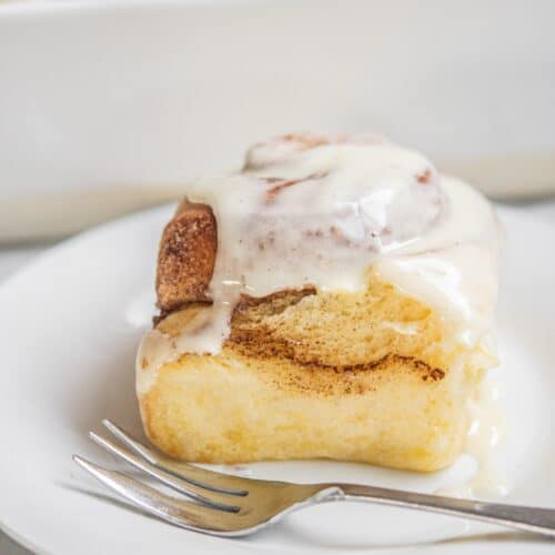 side view of cinnamon roll.