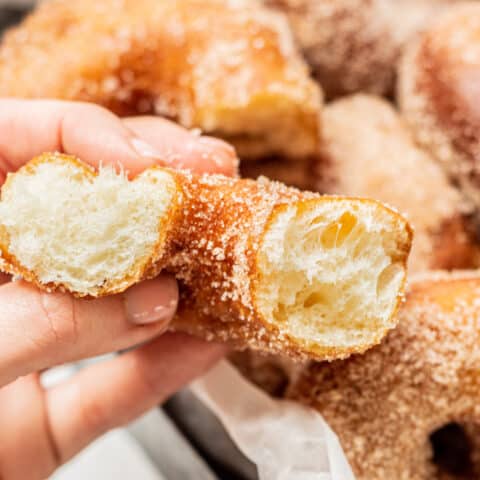 a ripped in half donut.