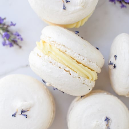 Lavender Macarons with Lemon & White Chocolate Ganache