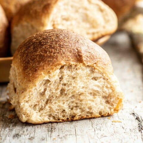 fluffy whole wheat roll close up