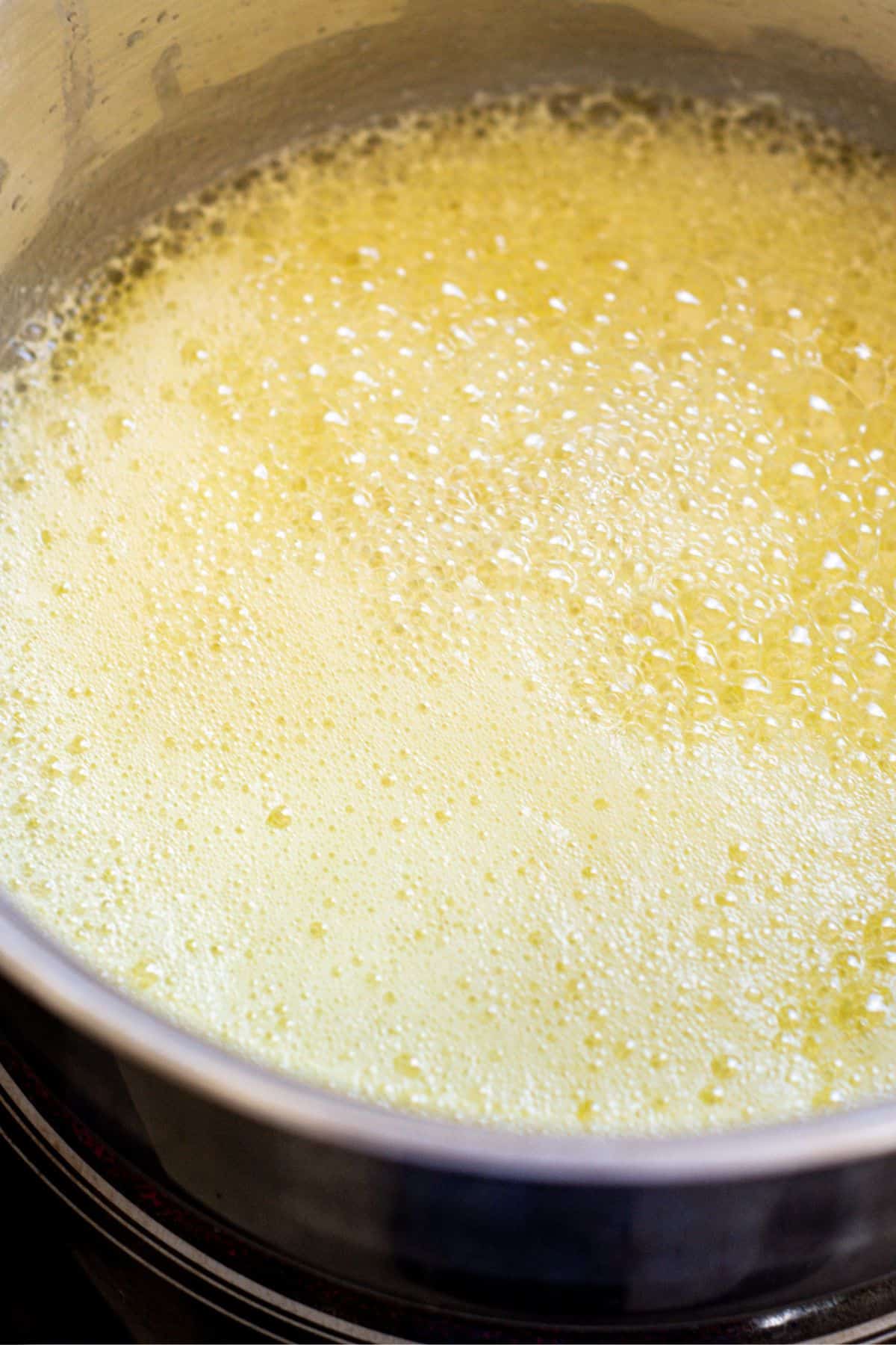 foaming butter in pan.