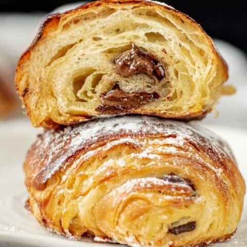 cut in half sourdough pain au chocolat
