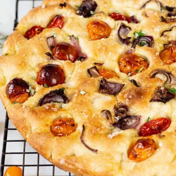Focaccia with Tomatoes and Onions 