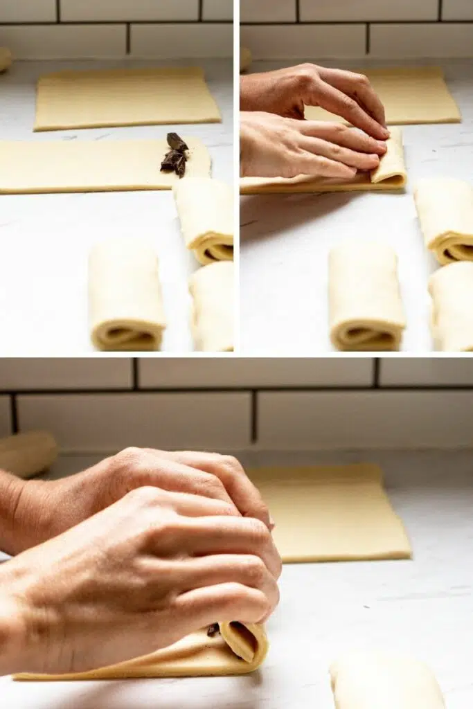 shaping of chocolate croissants