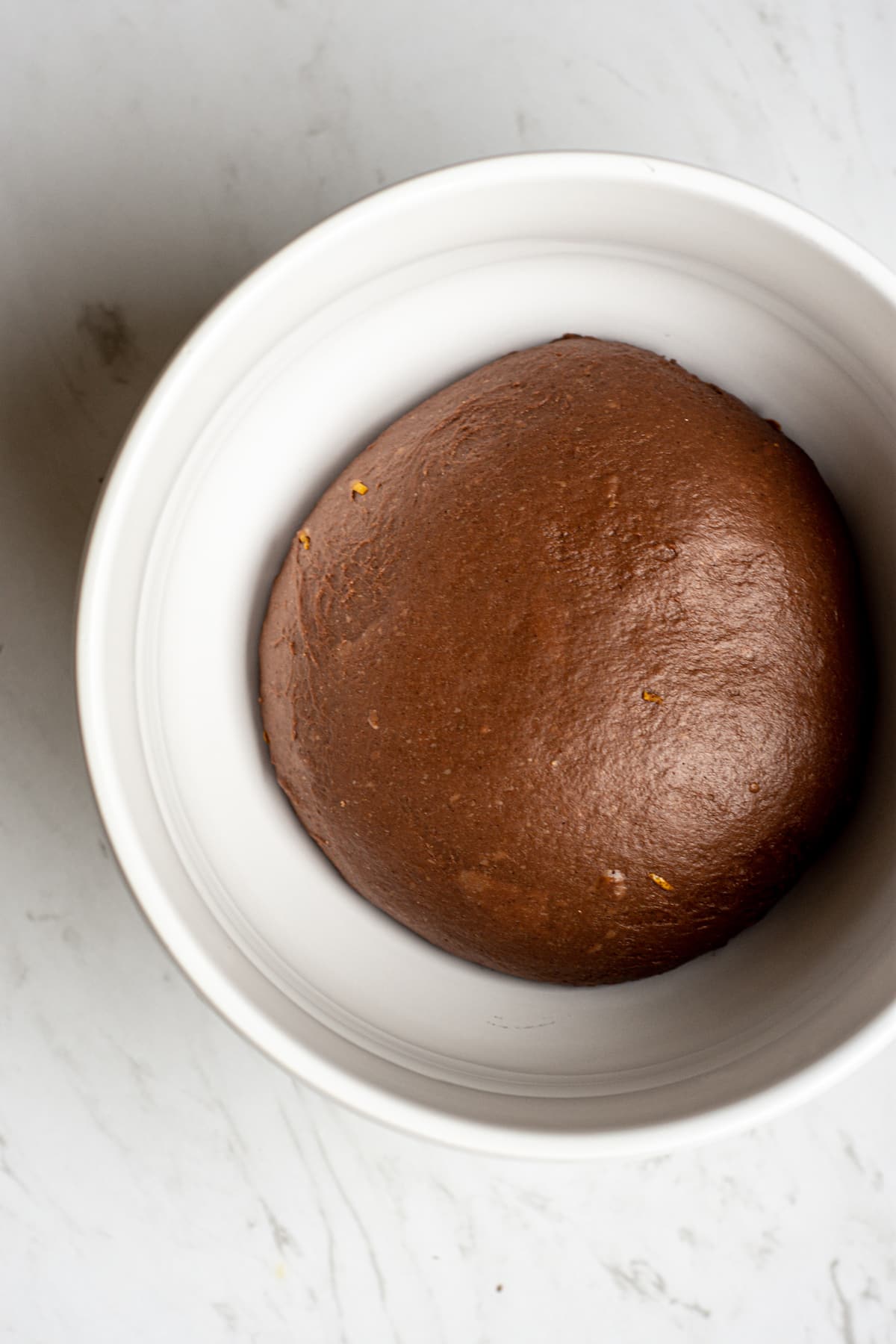 a bowl of chocolate bread dough