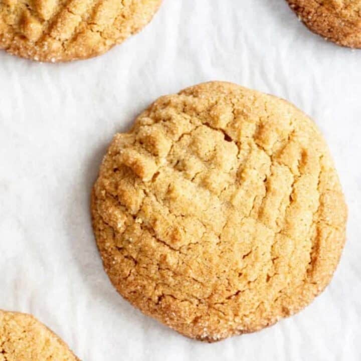 peanut butter cookies on white paper.