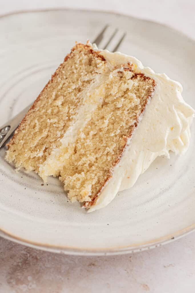 a slice of vanilla cake.