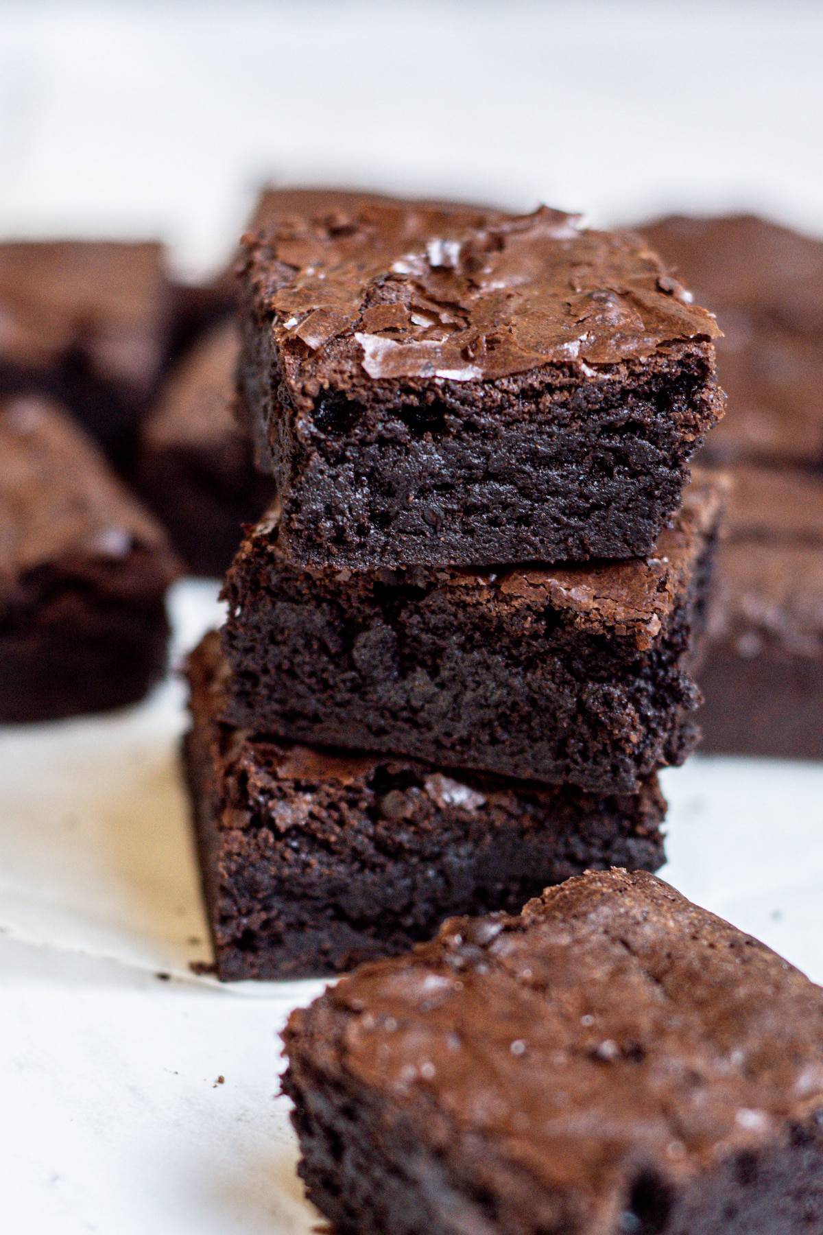 a stack of brownies.