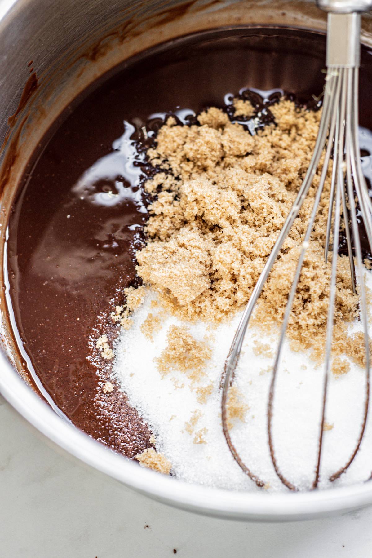 a bowl of chocolate and sugar.