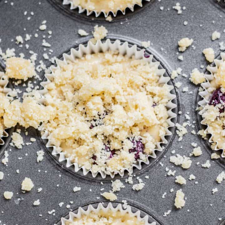 muffin batter topped with streusel.
