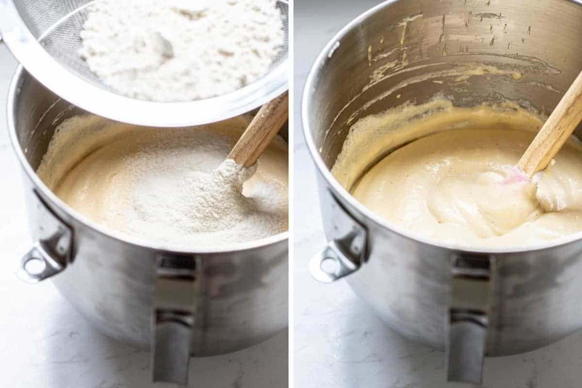 flour added to batter.