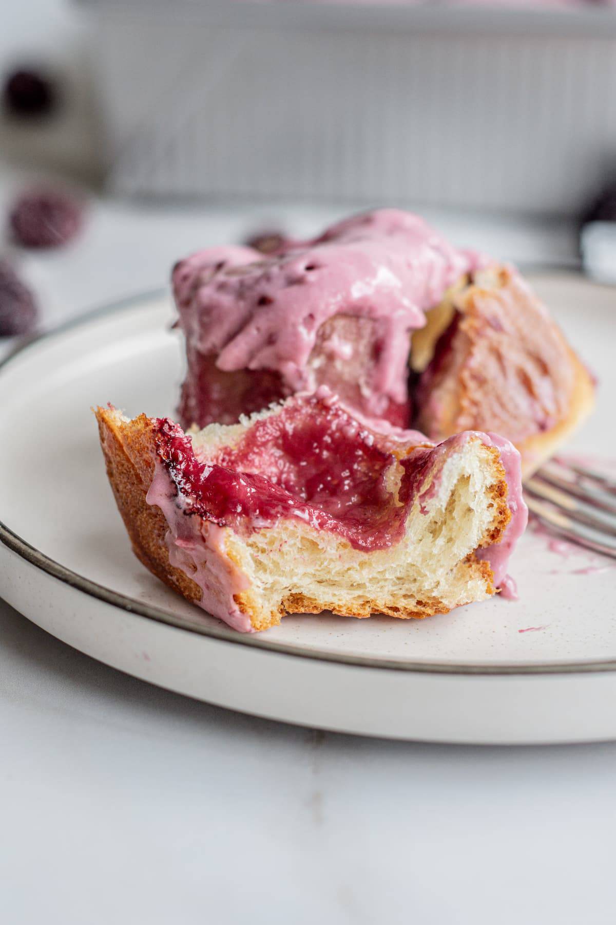 a ripped jam sweet roll.