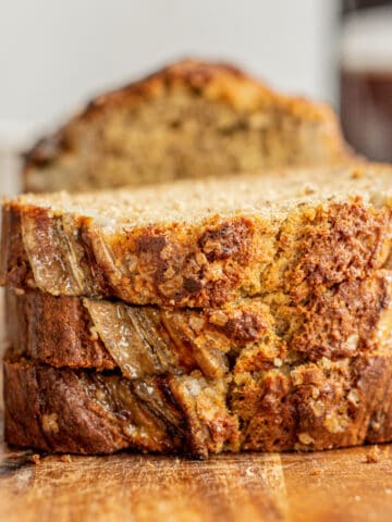 slices of brown butter banana bread.