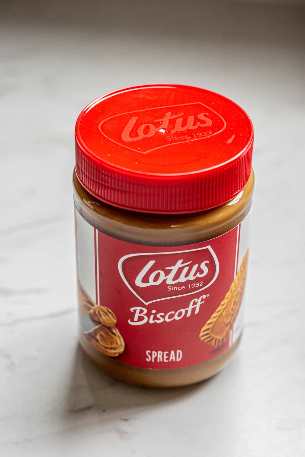 a jar of lotus biscoff spread.