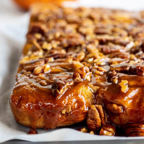 pumpkin sticky buns with pecans.