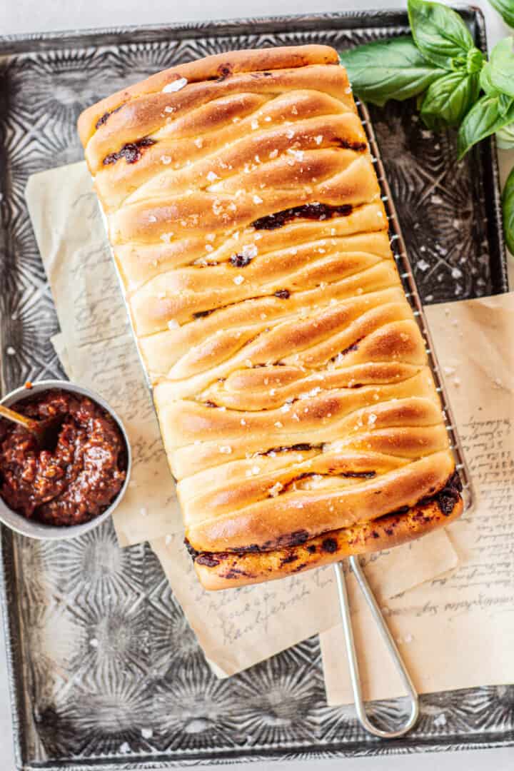 Sundried Tomato Bread Baking With Butter