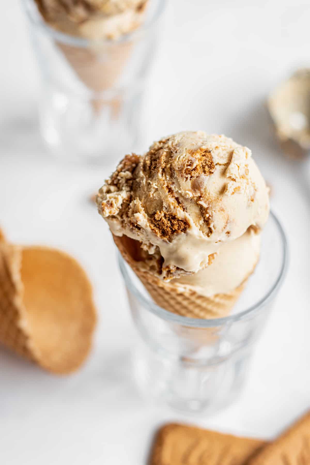 ice cream cone in a glass.