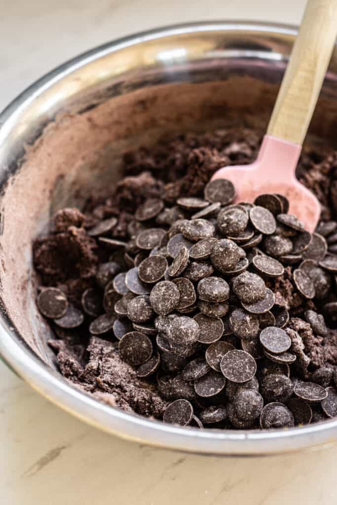 chocolate chips in a bowl.