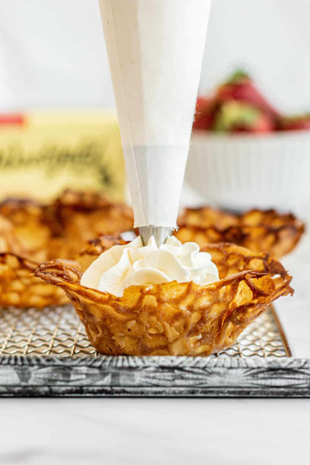 Brandy Snaps Baskets with Strawberries and Cream Baking With Butter