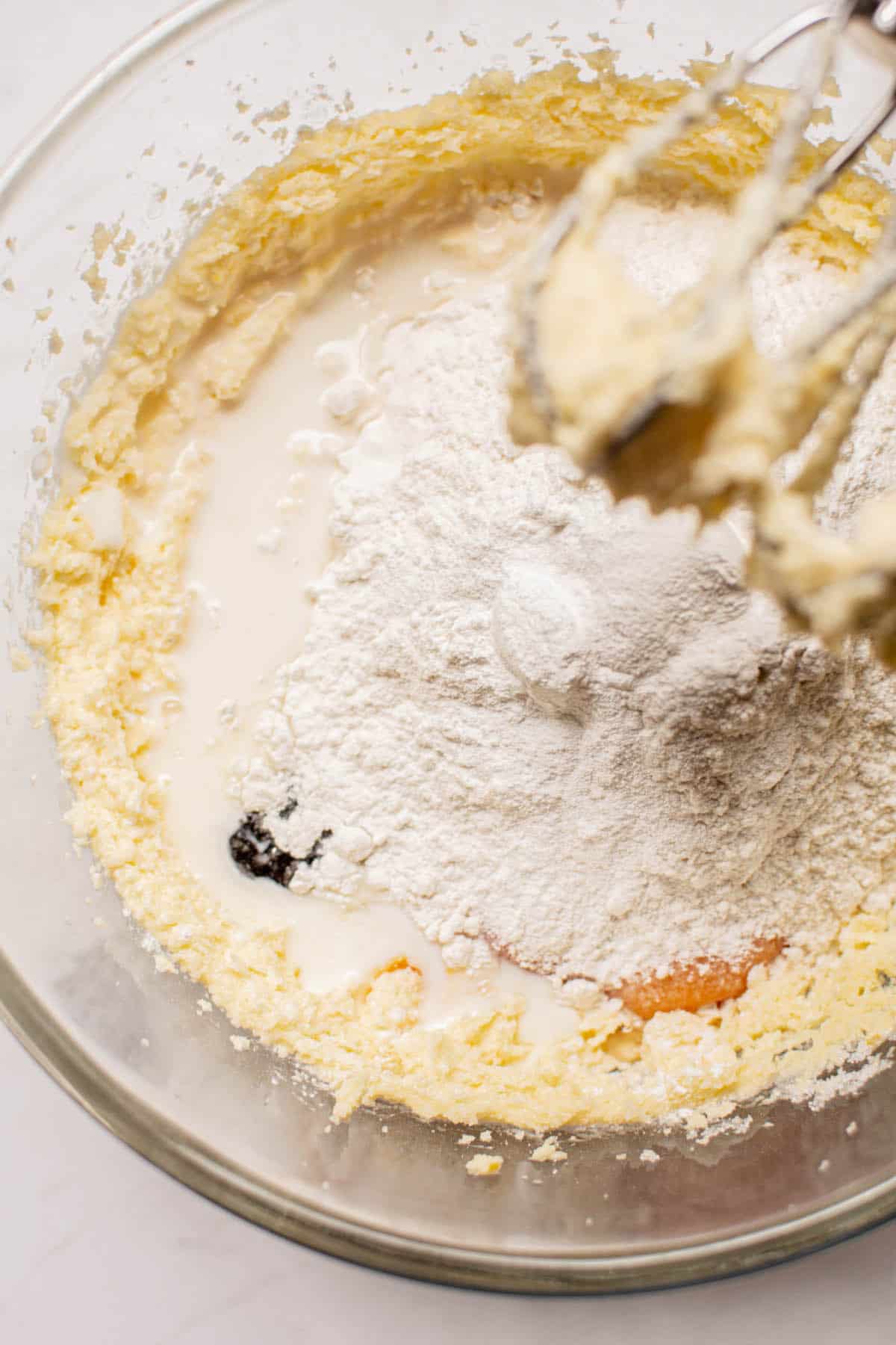 flour in creamed butter.