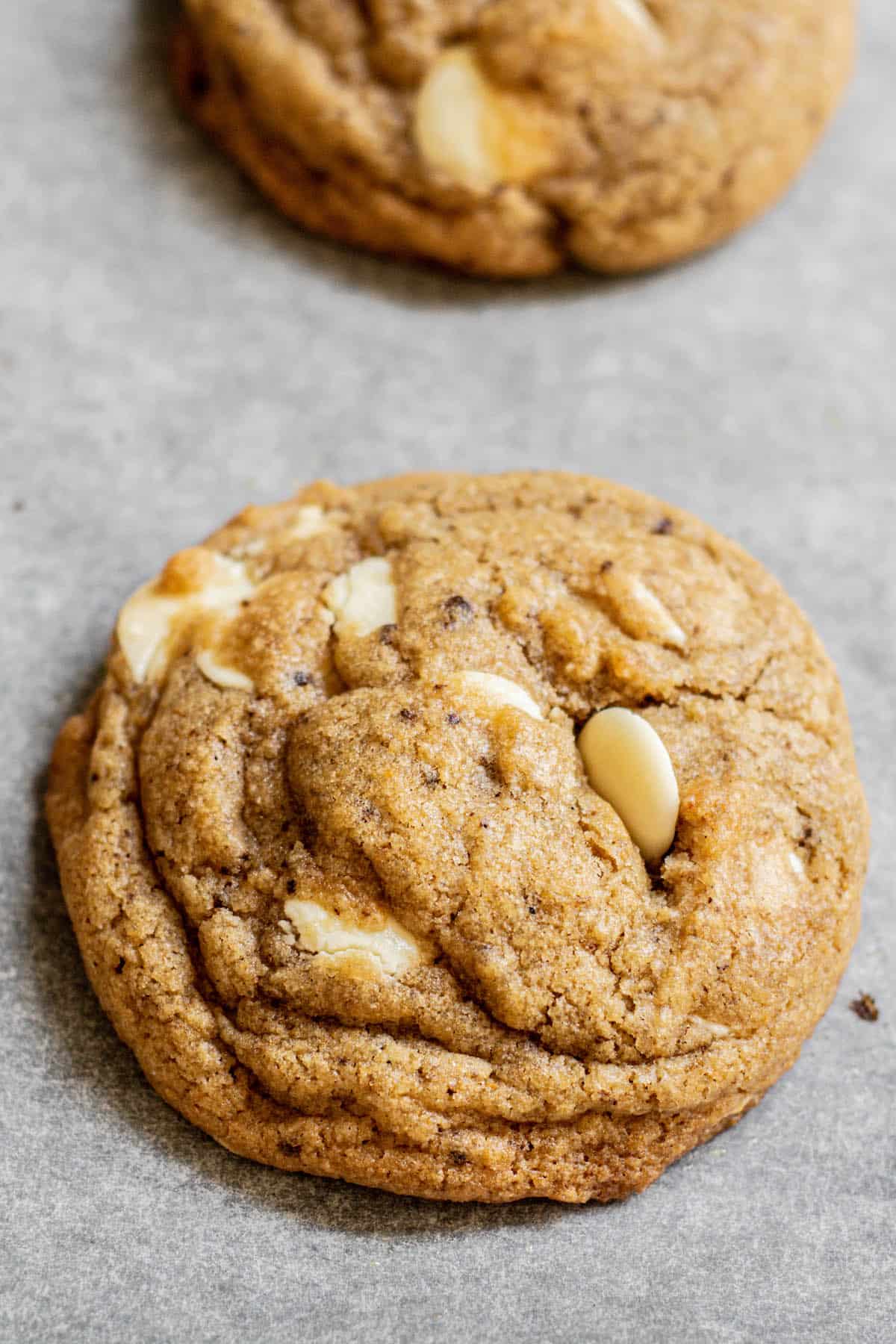 baked white chocolate coffee cookies.