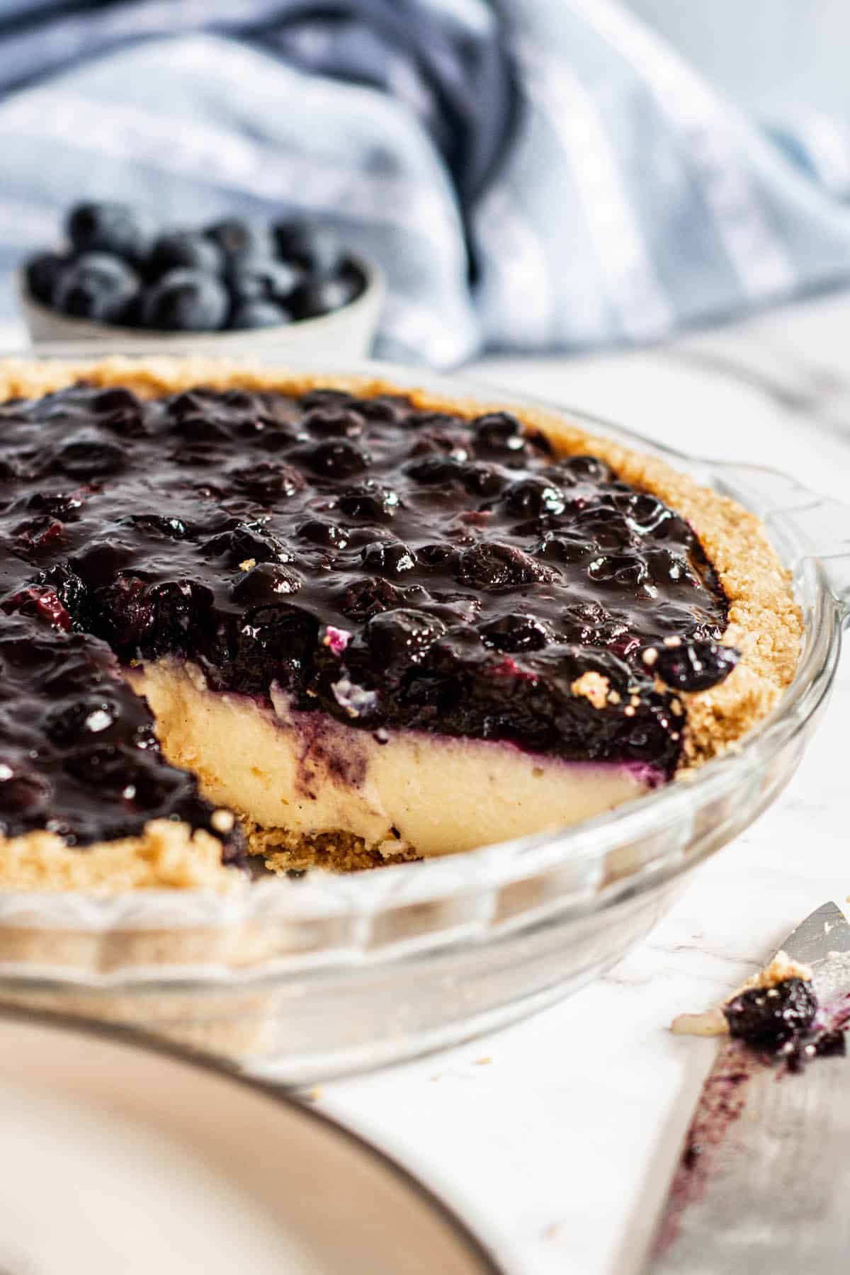 blueberry topped pie.