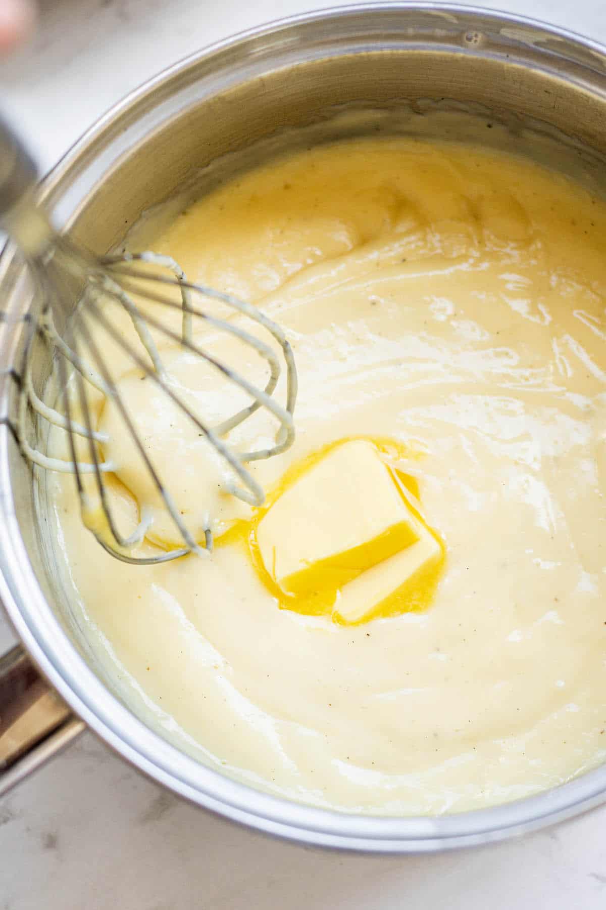 butter melting into custard.