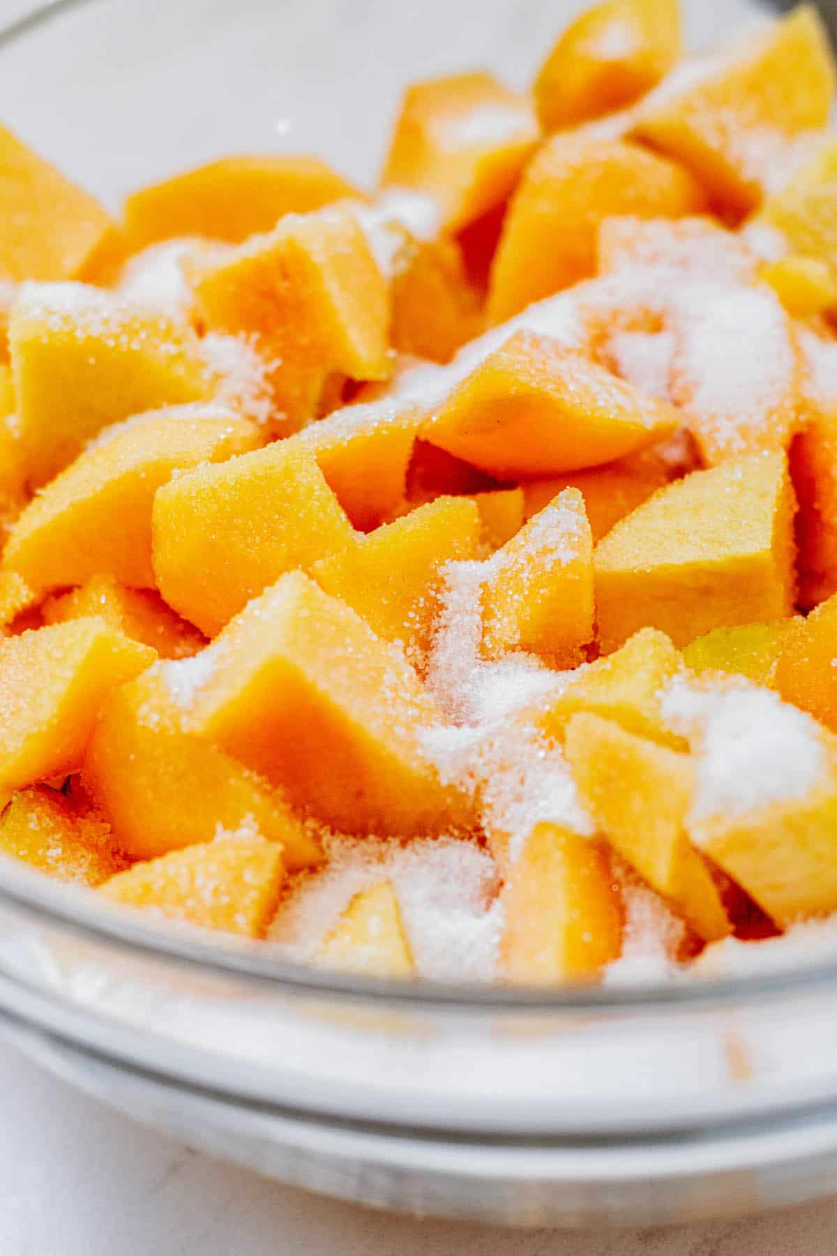 peaches in sugar.