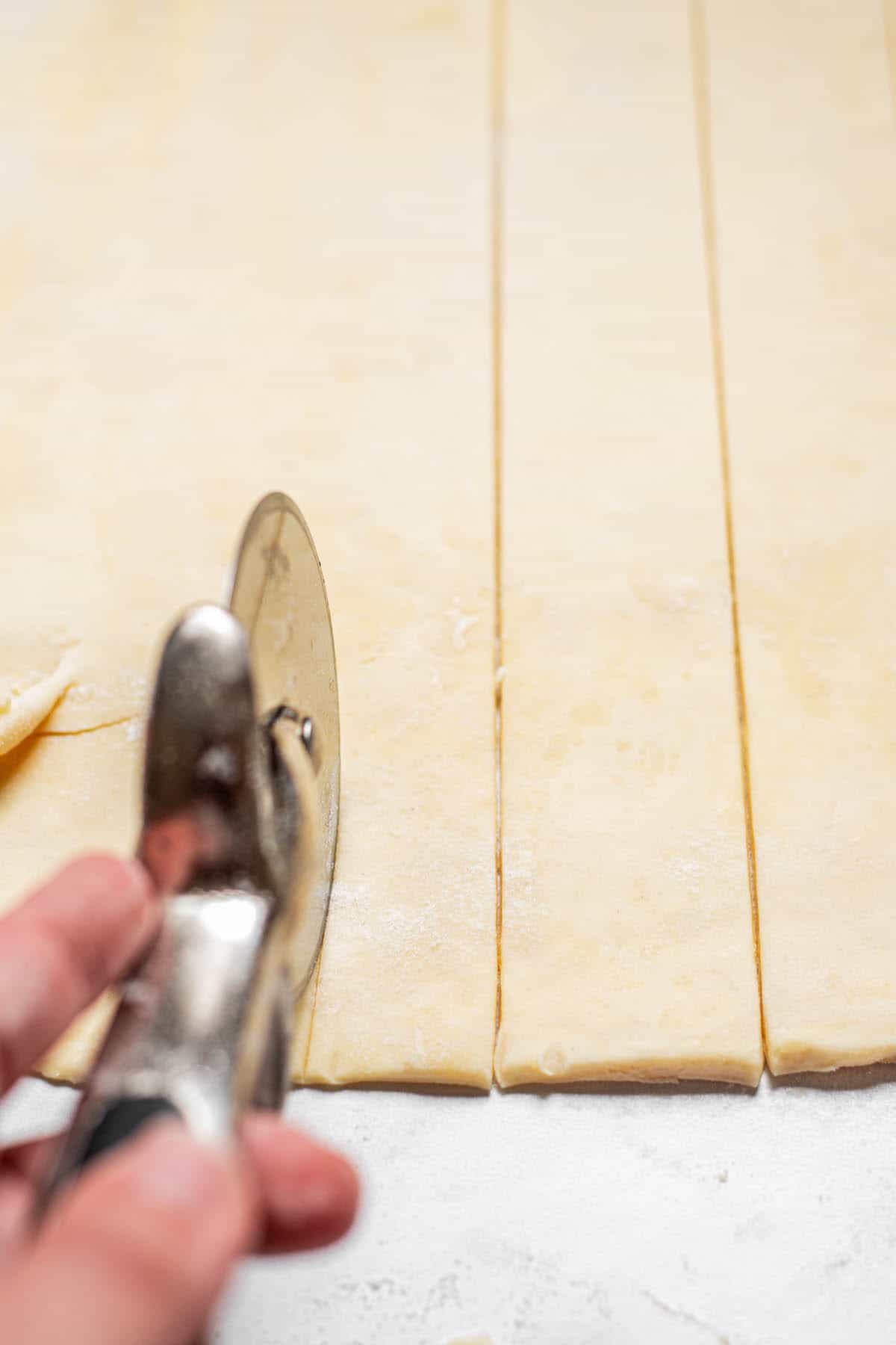 pastry being cut.