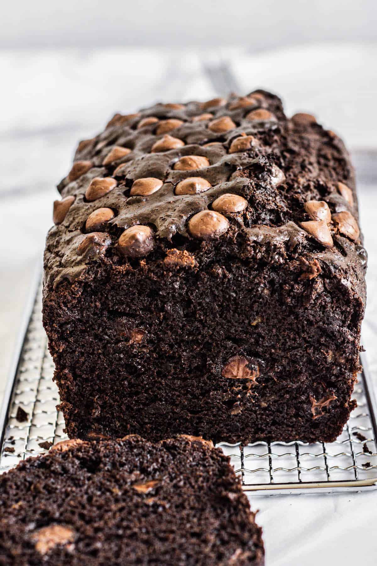 close up of chocolate loaf.