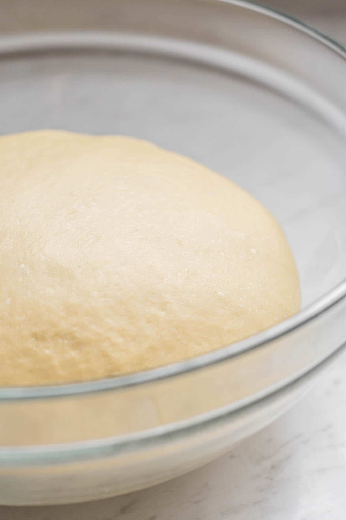 dough in a bowl.