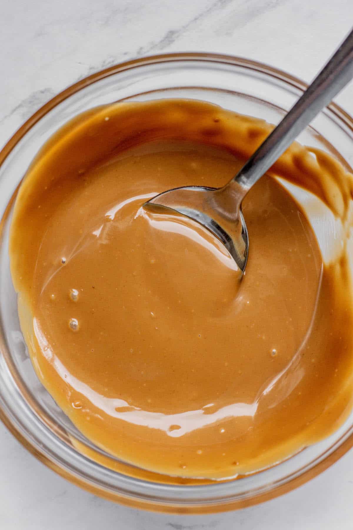 a bowl of cookie butter melted.