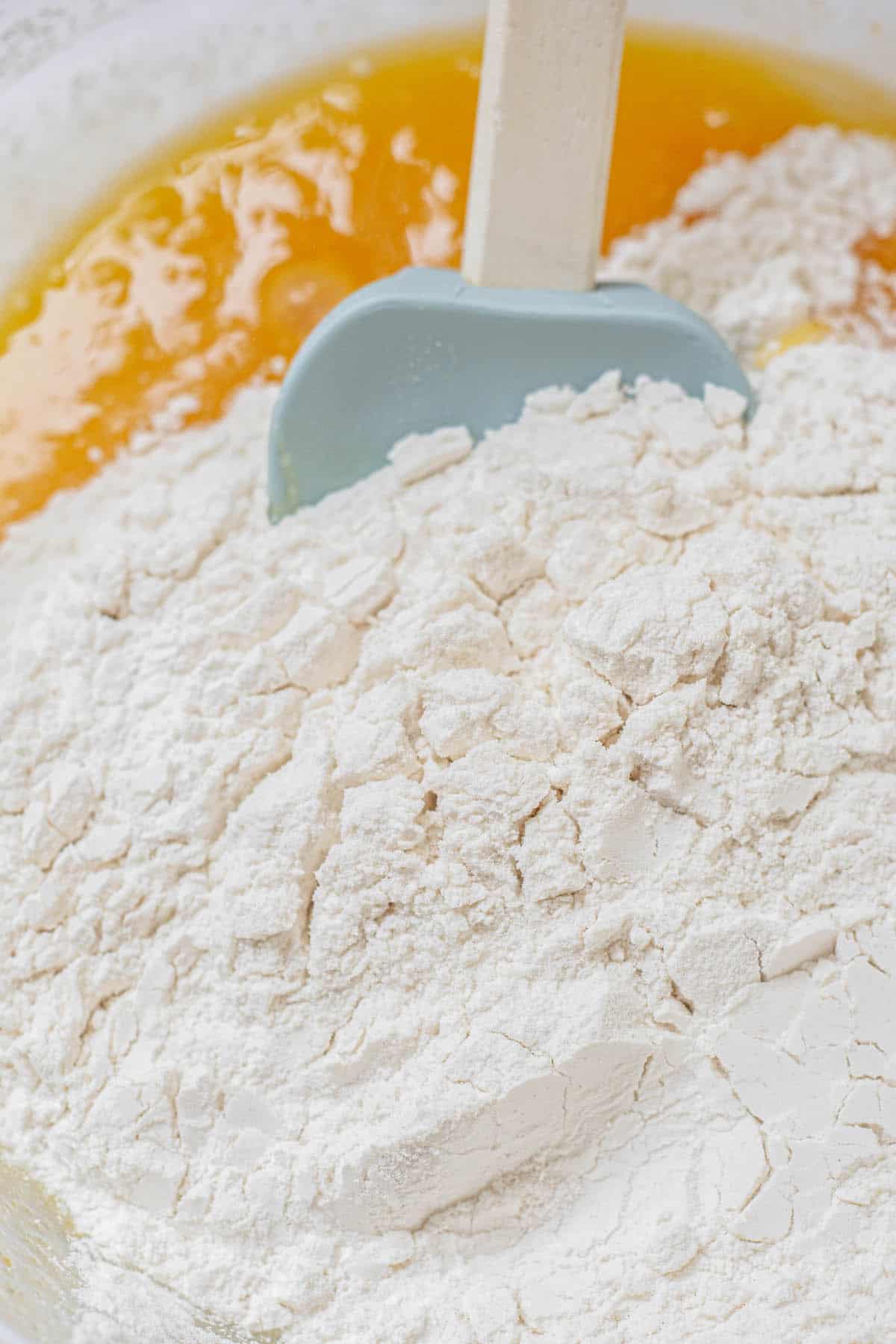 flour in batter.