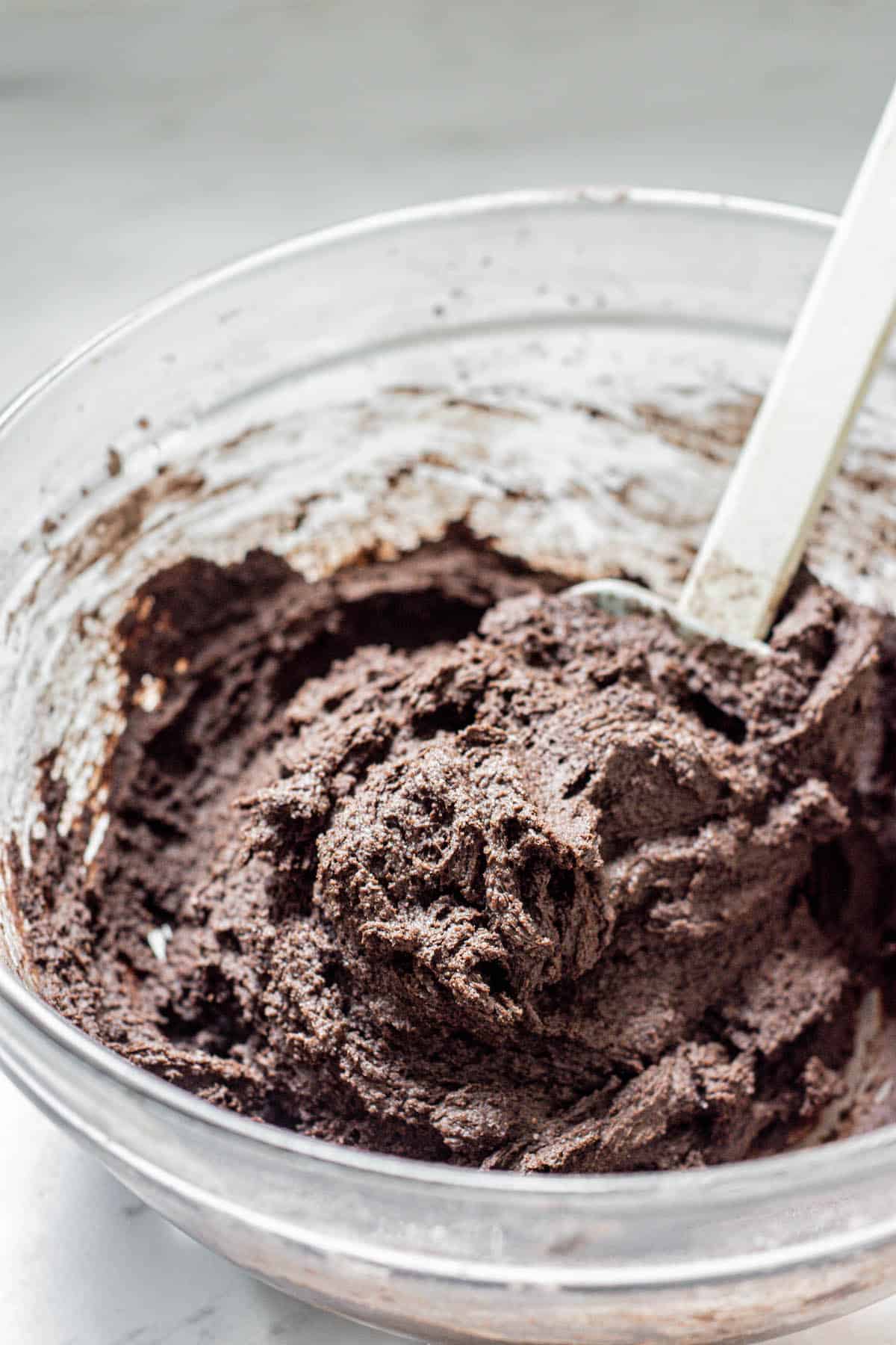 bowl of chocolate cookie dough.