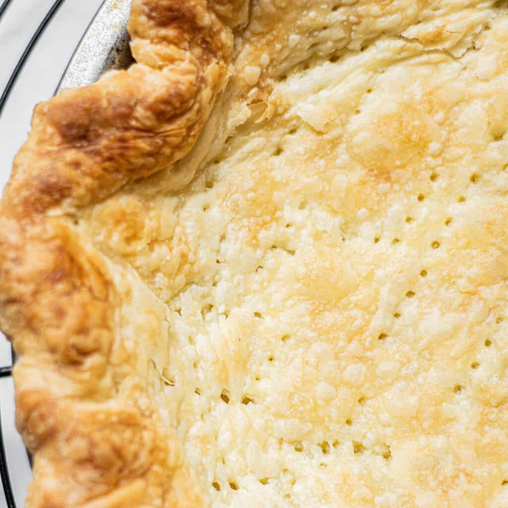 close up of flaky pie crust.