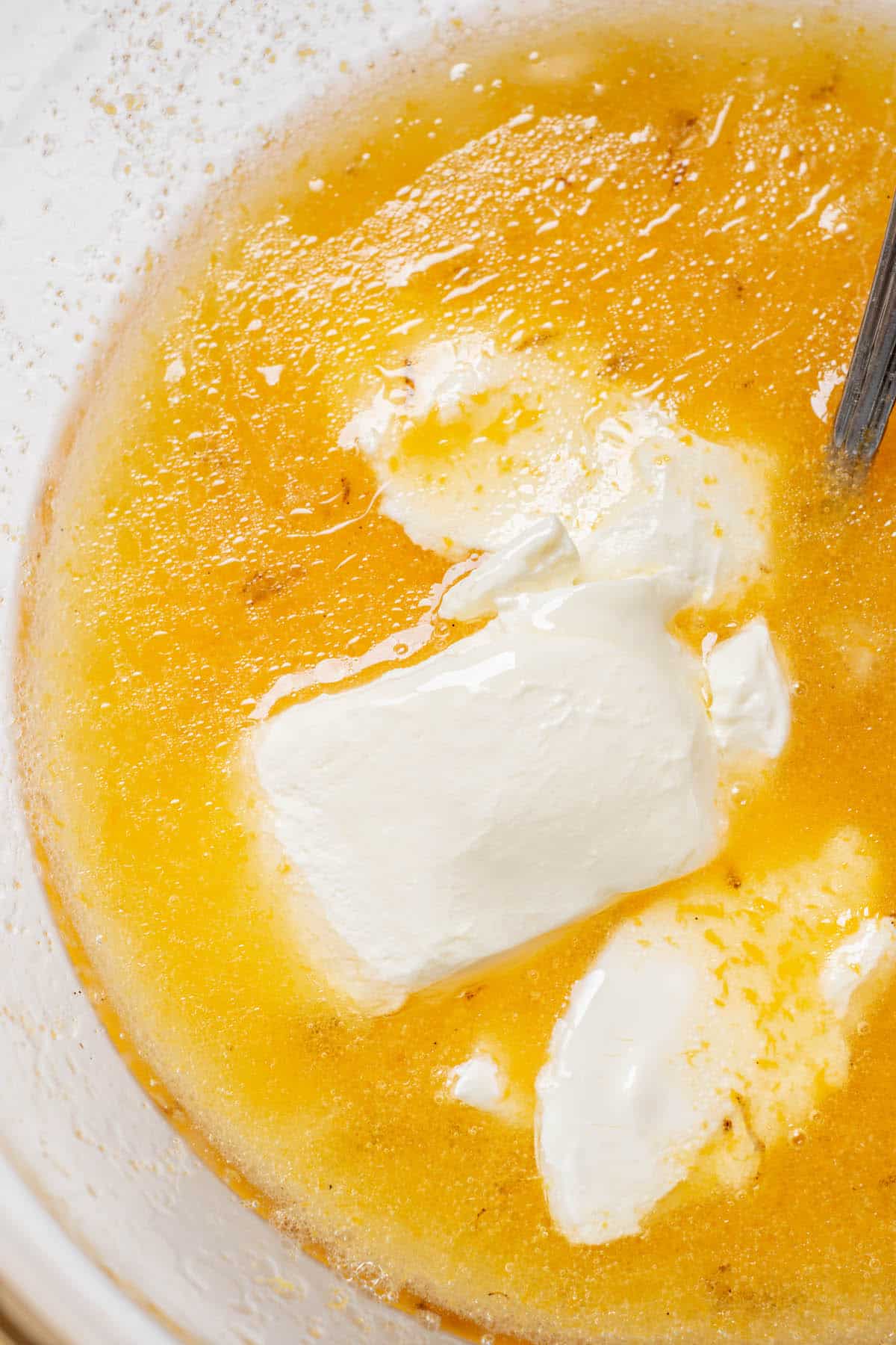sour cream in egg mixture.