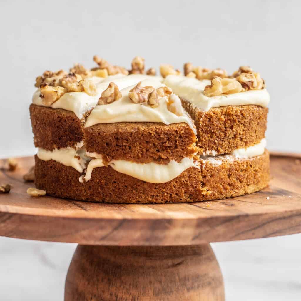 6-inch carrot cake with cream cheese frosting.