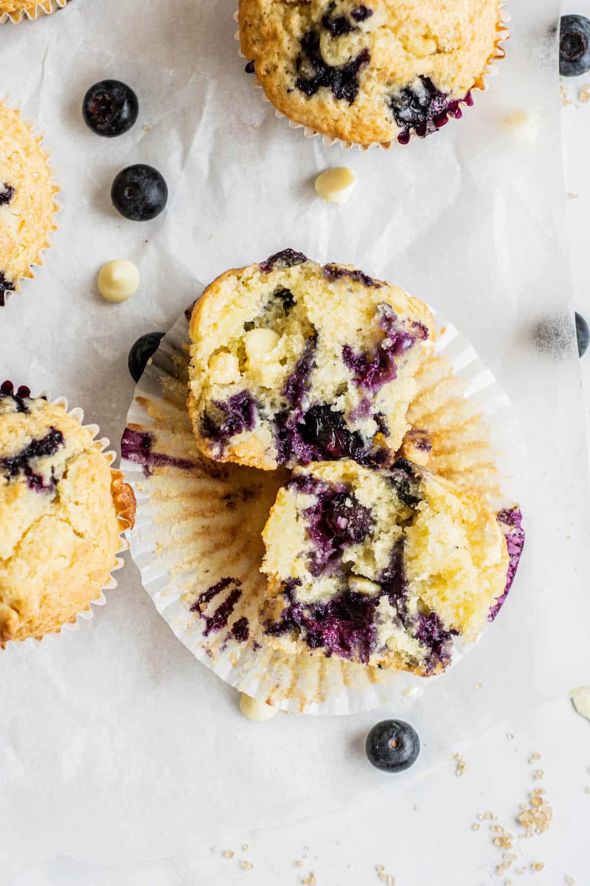 opened blueberry muffin.