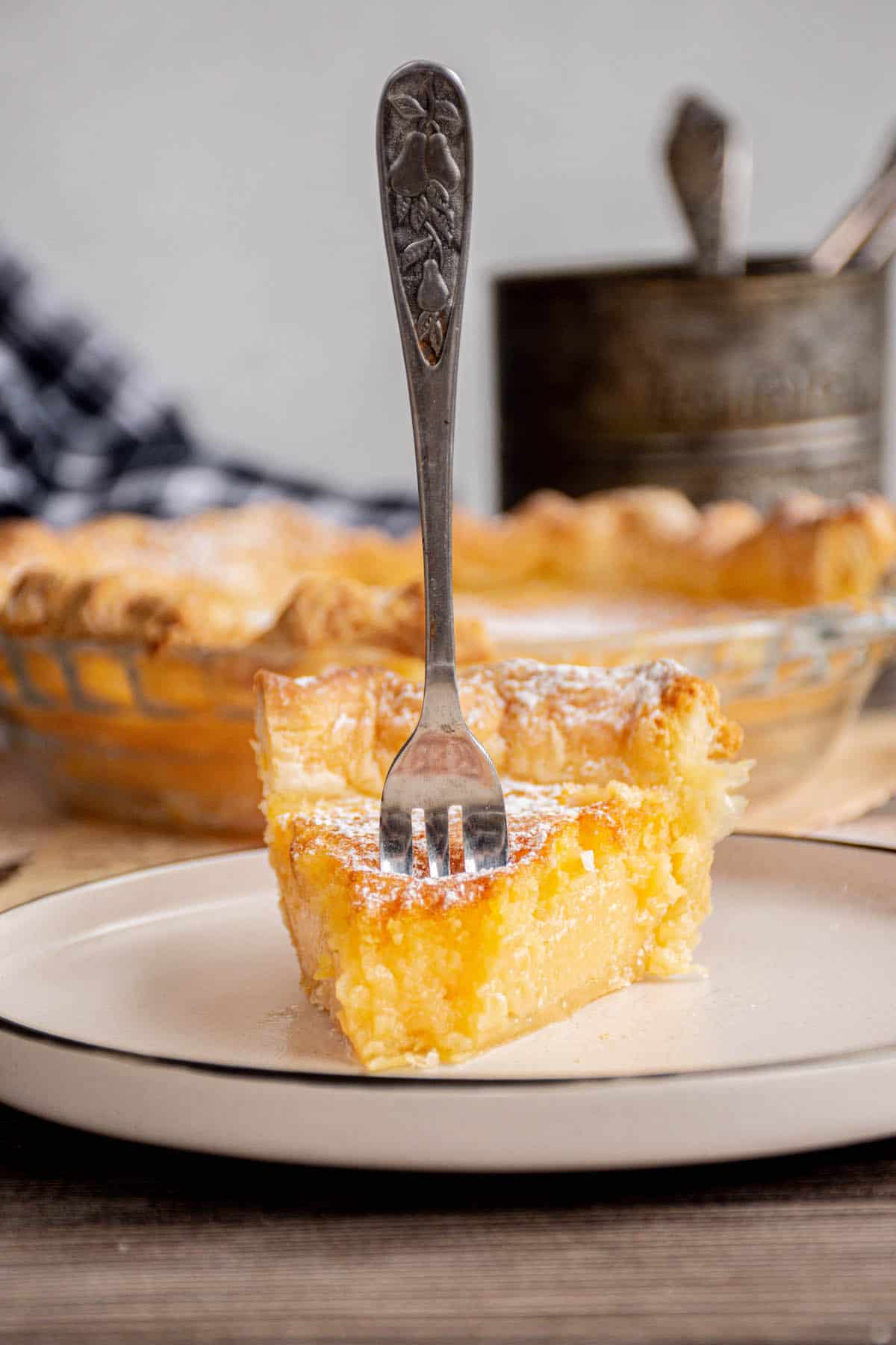 fork in a pie piece.