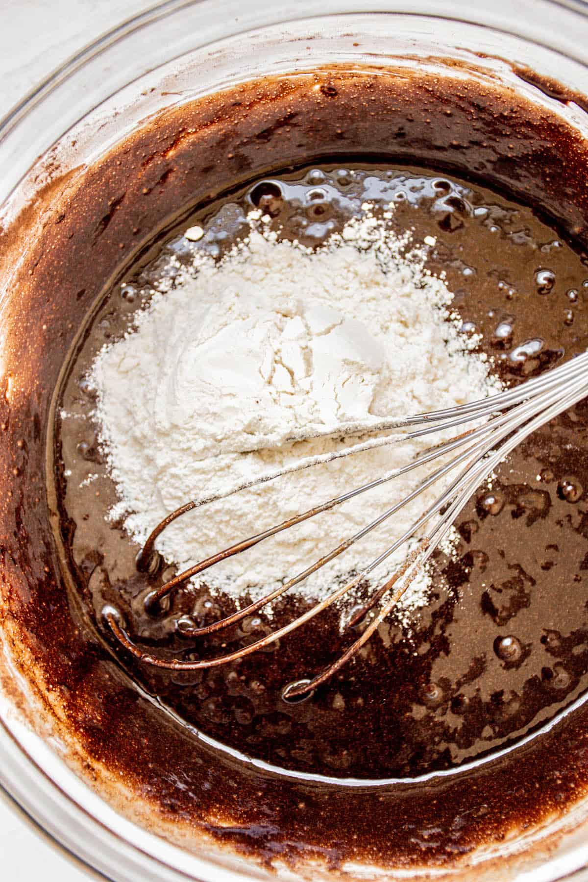 flour in brownie batter.