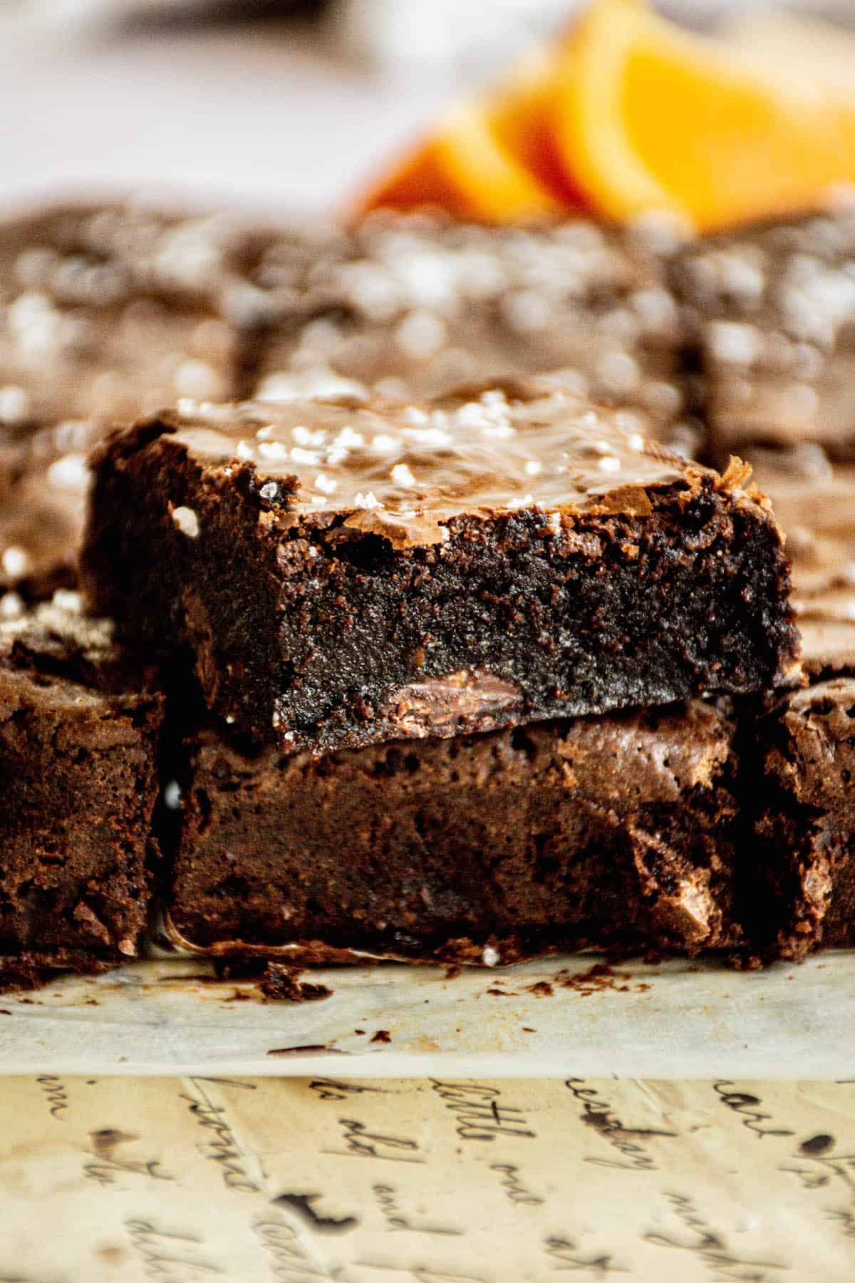close up of a chocolate brownie.