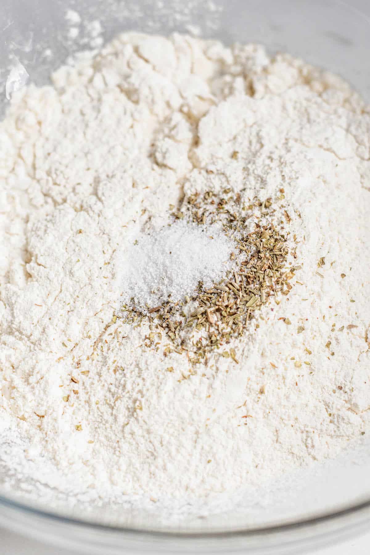 flour, herbs and salt.