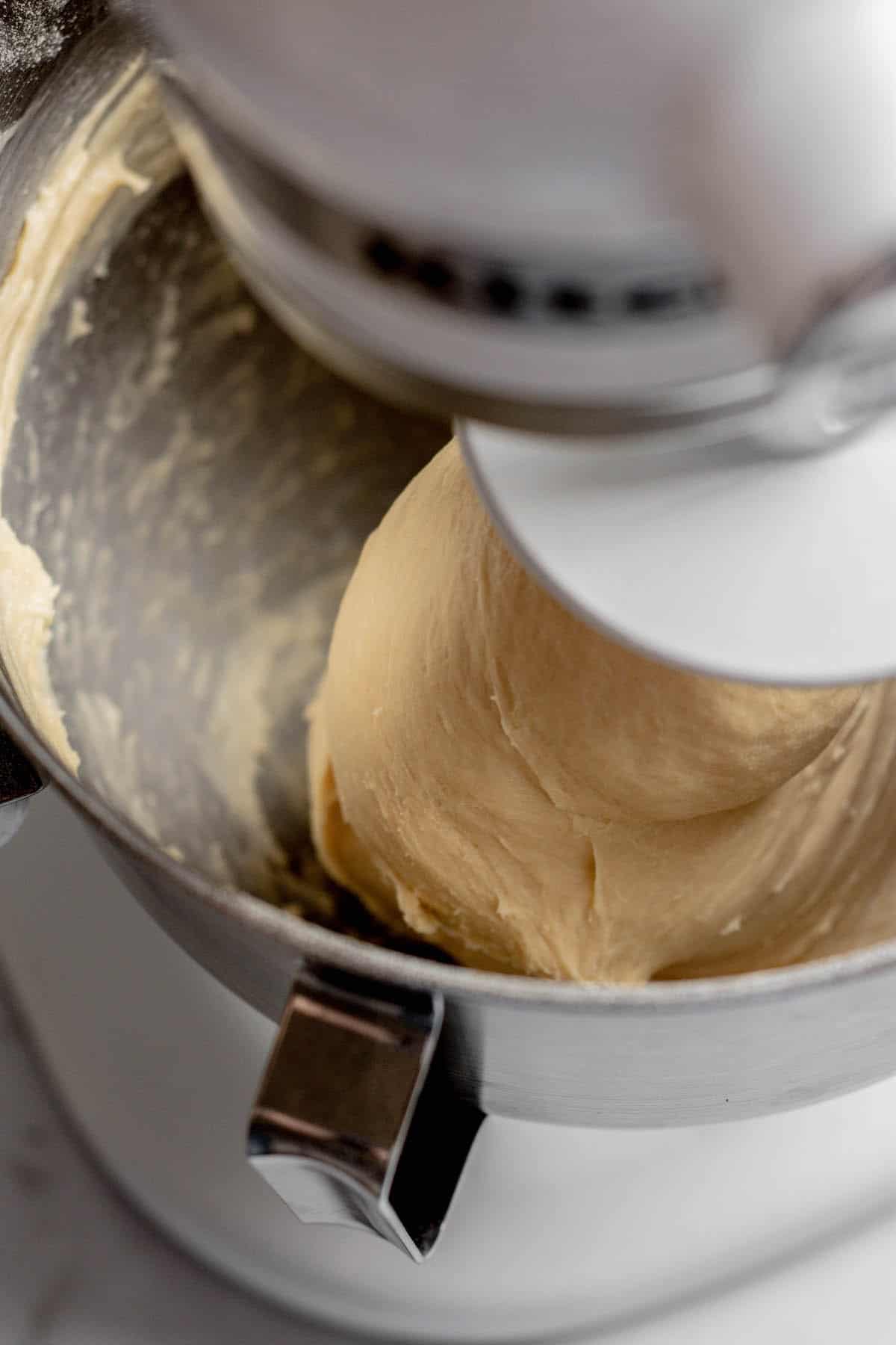 a mixer with smooth dough.