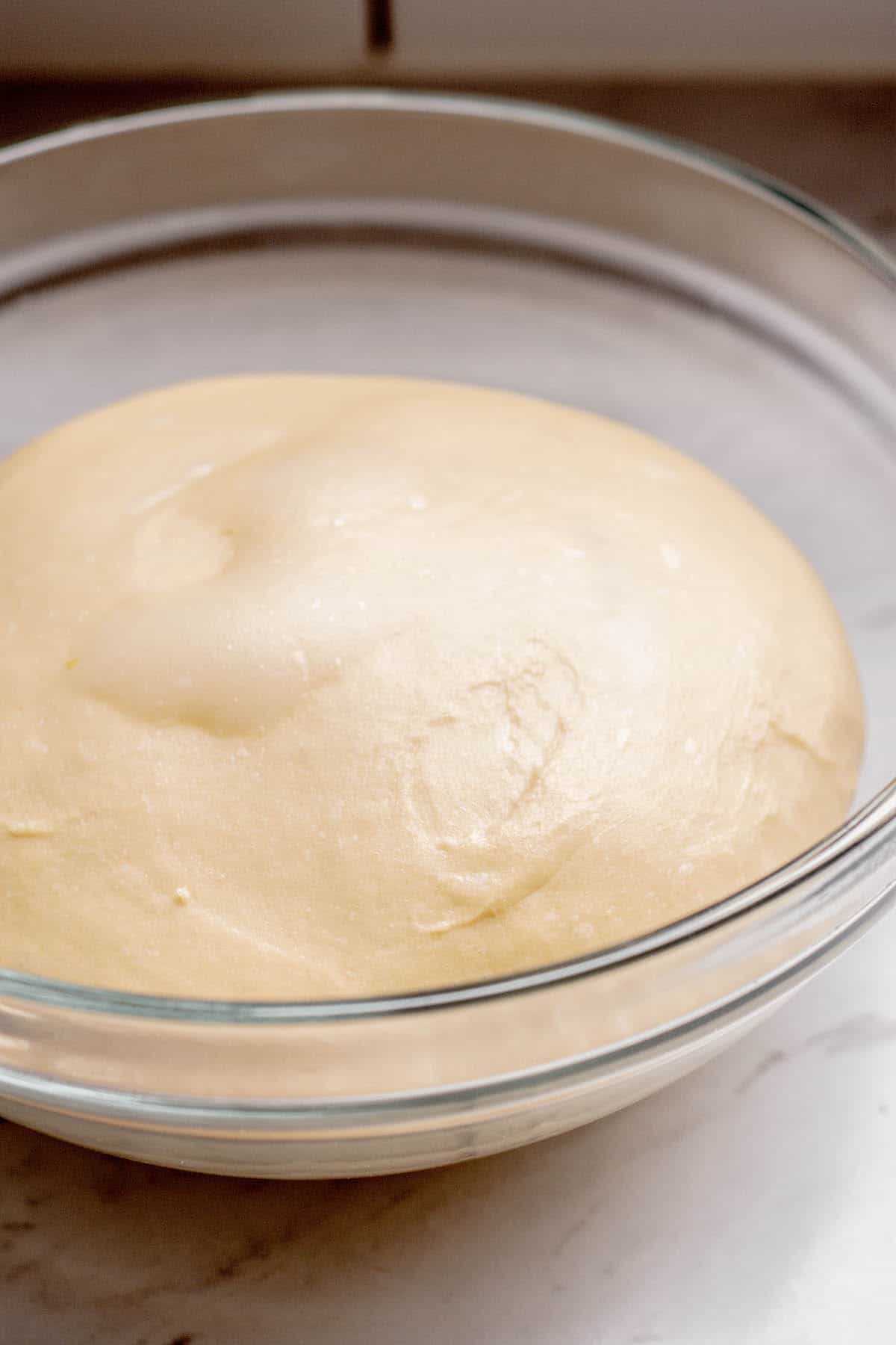 a bowl of dough.