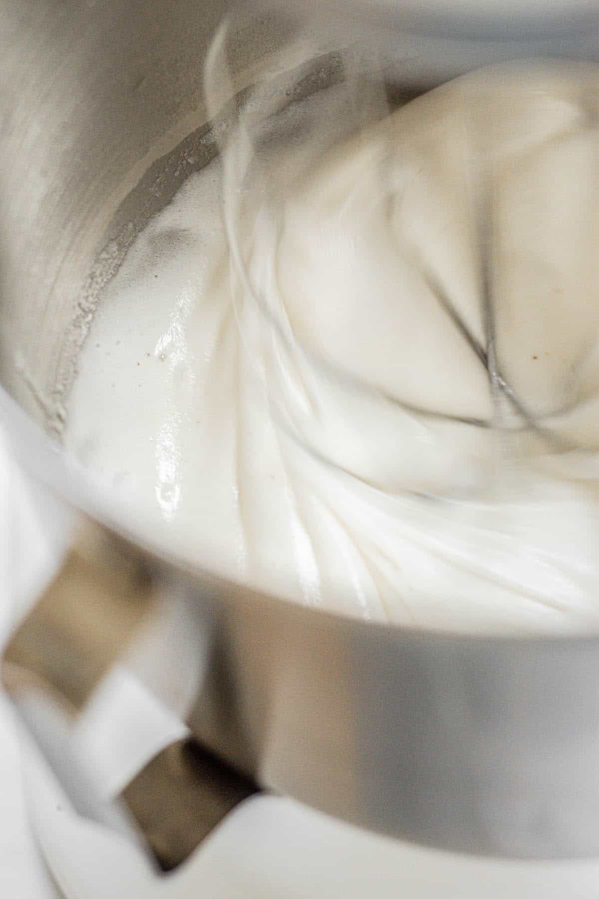 whipping meringue.