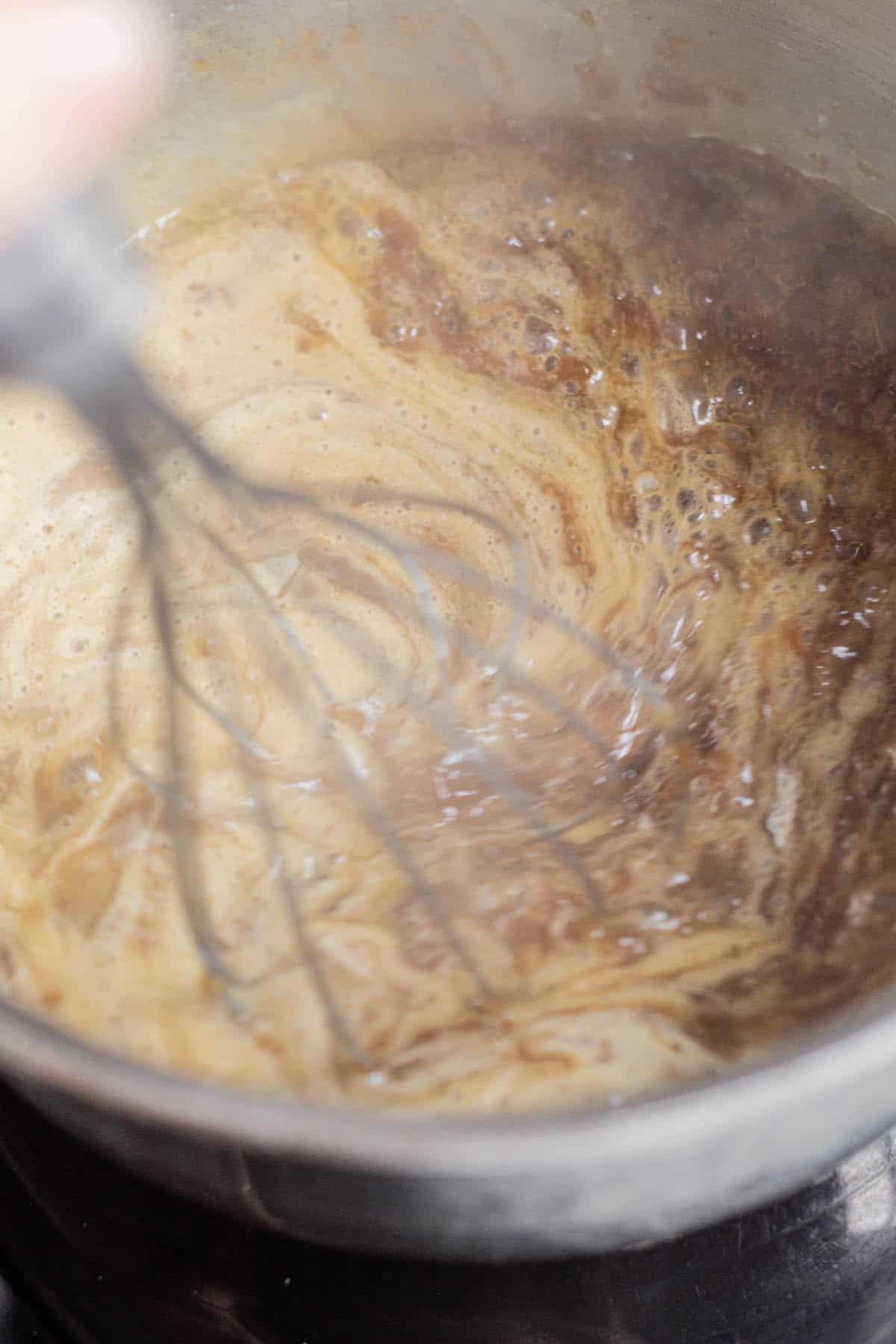 cream whisked in butterscotch.