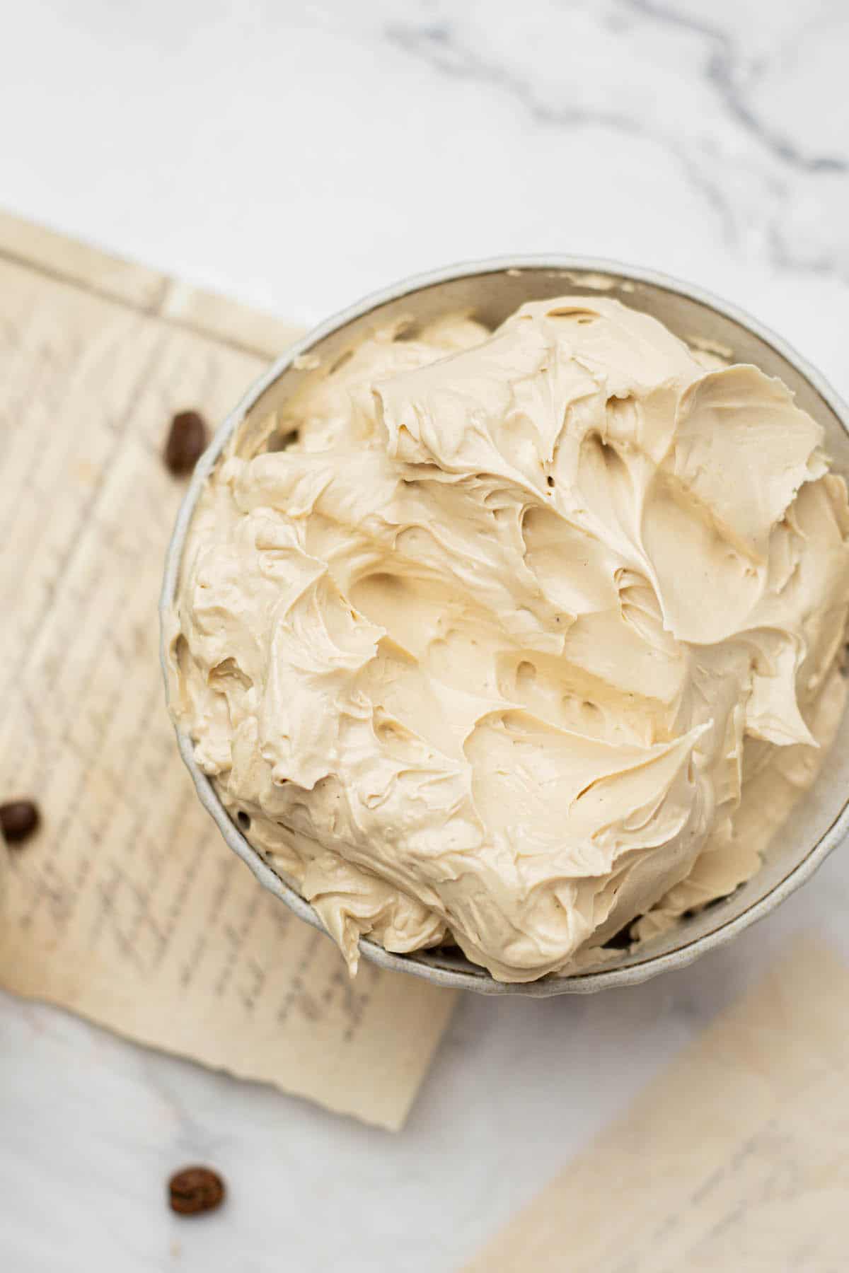 creamy coffee swiss meringue buttercream.