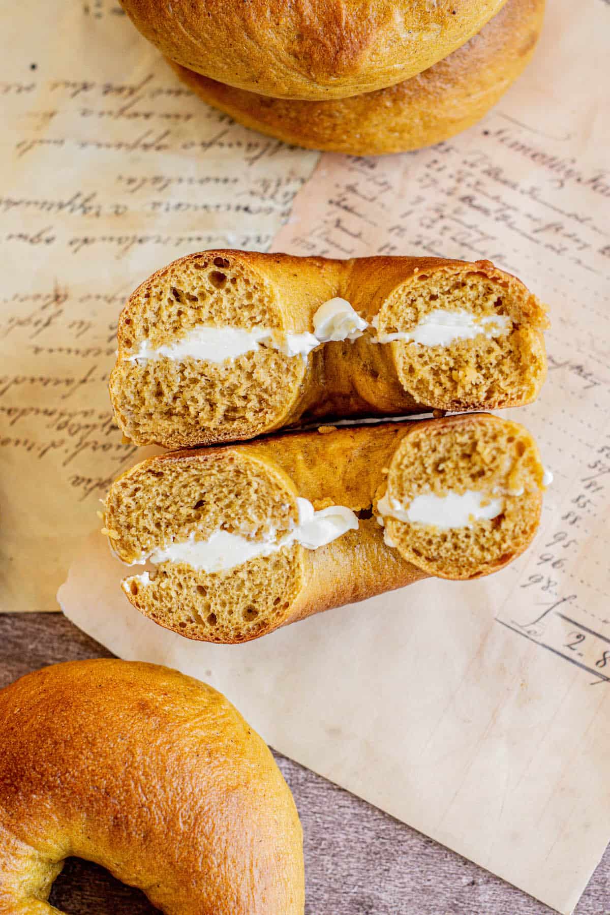 cream cheese pumpkin bagel.