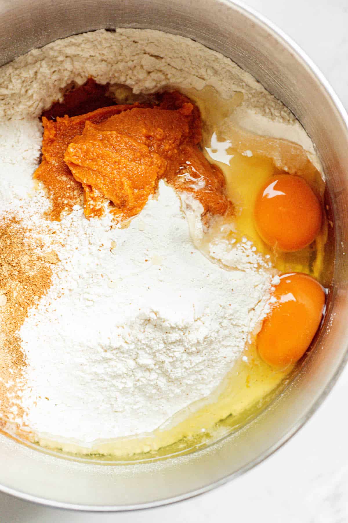 eggs, pumpkin and flour.